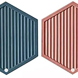 Silicone Hot Mats Set Trivet Pads Heat Resistant Hexagone Multi Set of 2 Matte Trivet-88