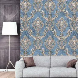 fedora wallpapers Silver & Blue Vinyl & Paper Windsor Damask Wallpaper-picture-41