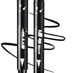 Dual Ended Black Liquid Eyeliner - 2 in 1 Winged Cat Eye Stamp & Felt Eyeliner 30 ml-image-42