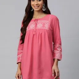 Readiprint Fashions Geometric Embroidered Thread Work Pleated Kurti-picture-29
