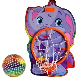 Elephant Shaped Kids Hangable Basket Board Kit Basket Ball Set Net Basketball Ring-38