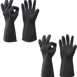 2 Pair Hair Colour Protective Work Heavy Duty Industrial Acid,Alkali Oil Rubber Safety Gloves-image-36