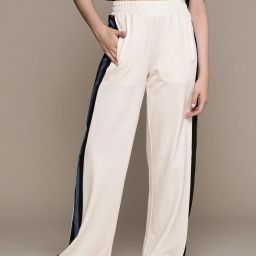 Women Self Design Beige Track Pants-image-75