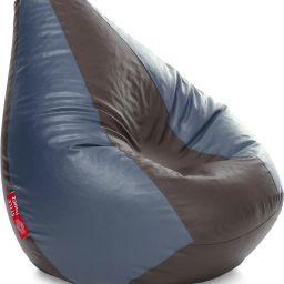 XXXL Premium Leatherette Classic Brown Grey Color Teardrop Bean Bag With Bean Filling-image-1