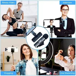 shop plus Dual Wireless Lavalier Mic for Upgraded Plug-Play Clip-on Shirt Lapel Mini Mic, Microphonefor Live Streaming YouTube, Vlogging, Interview Video Recording image 5