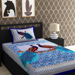 144 TC Cotton Single Jaipuri Prints Flat Bedsheet-27