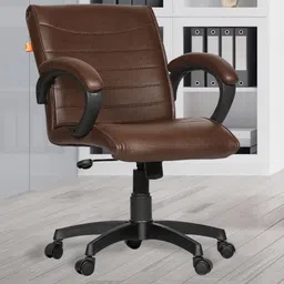 da urban Willard Brown Revolving | Mid Back | Ergonomic | Home & Office | Leatherette Office Executive Chair-picture-13