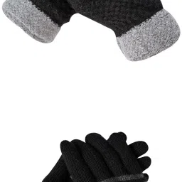 Striped, Self Design, Printed Winter Men Gloves-18