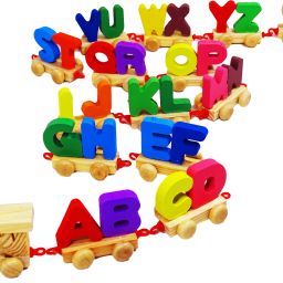 Wooden Alphabet Letters A-Z English Vocabulary Building Early Learning Educational Toys Kids 2+ Years for Boys Girls Train Set (Colorful)-21