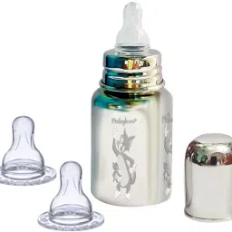 Stainless Steel Feeding Bottle 304 Grade Steel with Anti Colic Silicone Nipples - 150-picture-23