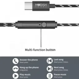 modishombre RIFF USB C Headphone Wired Type C Earphone Noise-Canceling with Microphone Wired Headset image 3