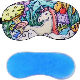 Sleeping Eye Shade Mask Cover for Insomnia, Meditation, Puffy Eyes and Dark Circles Silk Horse Multi With Gel-image-69