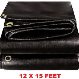 TARPAULINE SHEET 12 X15 FEET BLACK 200GSM Tent FOR TRUCK, pitch a tent. Tent - For FOR TRUCK, pitch a tent, sports field covers-picture-28