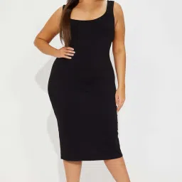 Women Bodycon Black Midi/Calf Length Dress-image-90