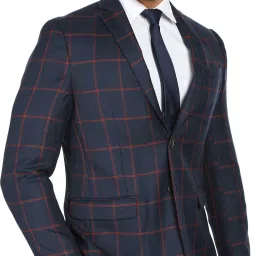 Men Checkered Double Breasted Formal Blazer-image-63