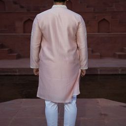 KAAJ BUTTON Floral Yoke Design Regular Thread Work Chanderi Silk Kurta with Trouser image 5