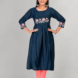 NH KAPDEWALA Women Embroidered Thread Work Anarkali Pure CottonKurta-image-46