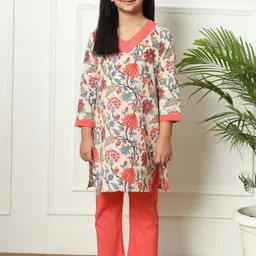 Readiprint Fashions Girls Floral Printed Regular Pure Cotton Kurta with Trouser-picture-21