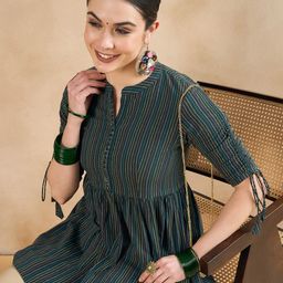 Anouk Katha Deatil Pure Cotton Anarkali Kurti-image-11