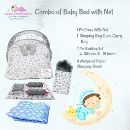 fareto Combo of Baby Mattress with Net | Sleeping Bag standard crib image 2
