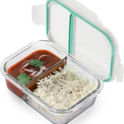 Elite Microwave Safe Office Two Compartment Lunch Box Set | Borosilicate Glass 1 Containers Lunch Box-23