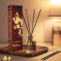 Reed Diffuser with 6 Fiber Reed Sticks | Jasmine Room Air Freshener For Home Diffuser Set-6