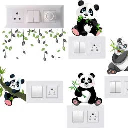 10 cm Beautiful And Cute Panda Switch Board Sticker For Switch Board Wall 3D Decal Creative Multicolor Beautiful Standard Size Self Adhesive Sticker-10