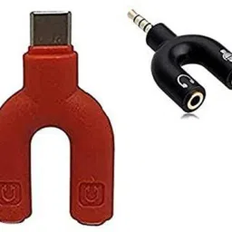 SANNO WORLD Multicolor U Shape Type-C Audio Jack to Headphone Microphone Splitter Phone Converter-2