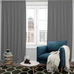 parda online Jet Grey Polyster Solid 9ft Blackout Rod Pocket Window/Door (1 Pc)-picture-4