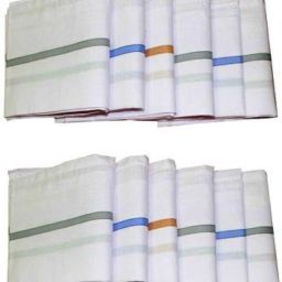n g products 100% Cotton White Handkerchief For Men Set of 12 Pcs, Size: 43×43 cm ["Multicolor"] Handkerchief-image-1