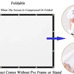 dev lite screens 73 Inch- 5.4Ft x 3Ft (foldable) 16:9 Eyelet Projector Screen (W) 64 x 36 In (H Projector Screen (Width 162 cm x 91.44 cm Height) image 3