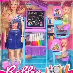 Folding Hands Teacher Doll Toy with 2 Baby Doll Play Set for Kids Girl-26