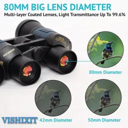 VISHIXIT Binoculars 80x80HD Waterproof with BaK4 Prisms, With Clear Night Vision Function Binoculars image 4