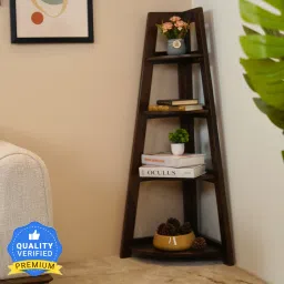 Severino Sheesham Wood Walnut Finish Open Book Shelf Multipurpose Corner Stand Solid Wood Open Book Shelf-13