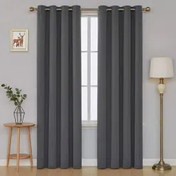 213.36 cm (7 ft) Silk Blackout Door Curtain (Pack Of 2)-19