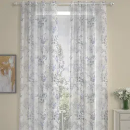 Lavender Floral Polyester 9 Ft Sheer Eyelet Door Curtains (Set of 2) by ROSARAHOME-picture-12