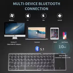 dkian Foldable Keyboard with Touchpad Portable Wireless Keyboard Rechargeable Bluetooth Handheld Multi-device Keyboard image 5