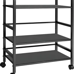 Premium 3-Shelf Microwave Oven Trolley Stand/Storage Trolly Rack/Storage Rack/Shelf for Home-Office-Kitchen (Black) Iron Kitchen Trolley-image-11