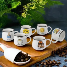 Pack of 6 Ceramic Classy Tea & Coffee Cups 200ML | Elegant Matte Finish | Microwave Safe-20