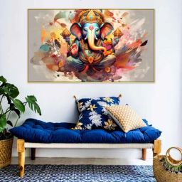 dekorstation Divine Vighnaharta Lord Ganesha Multicolour Canvas Art Print-picture-44