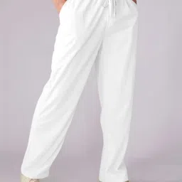 Men Loose Fit White Viscose Rayon Trousers-picture-14