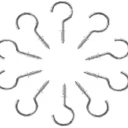 0.5 Inch (1/2 Inch) Nickel Finish Steel Cup Hook Holder, Open Sheep Eye Ring Hook, DIY Self-Tapping Screw, Ceiling Hooks, Pack of 50 Pcs Hook 50-image-35