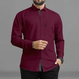 Men Regular Fit Solid Spread Collar Casual Shirt-picture-12