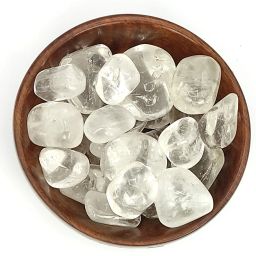 Crystal-Quartz-Tumbled-Wooden-Bowl Regular Asymmetrical Crystal, Quartz Pebbles-image-80