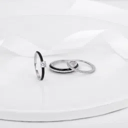 925 Silver Black in Sync Rings for Women Sterling Silver Zircon Rhodium Plated Ring-image-48
