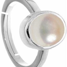 South Sea Pearl 10.00 Ratti / 9.00 Carat Natural Pearl Gemstone Moti Adjustable Brass Pearl Silver Plated Ring-image-39