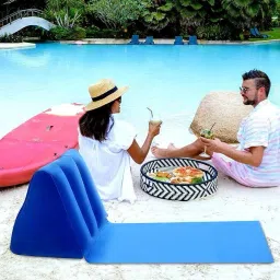Inflatable Lounge Chair, Beach Mat with Air Back Support, Portable, Blue Supporter-image-7