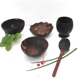 Wooden Decorative Bowl Kids Mini Kitchen set of 4 utensils with spoon-image-53