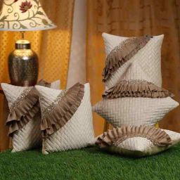 hosta homes Cream Velvet Abstract 16X16 Inches Cushion Covers (Pack of 5)-picture-48