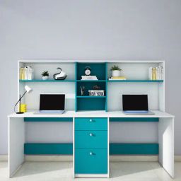 woodbuzz Natsu Hutch Desk in Frosty White And Ocean Green Finish-picture-45